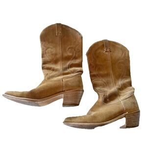Women Size 8 Tan Suede Cowgirl Western Boots